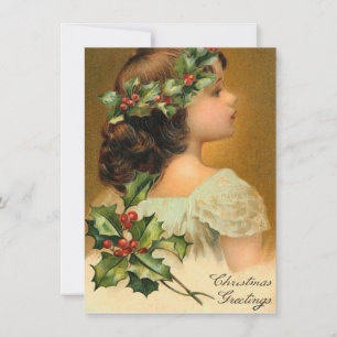 Lovely Vintage Victorian Little Girl Christmas Card