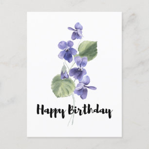 Lovely violet Bouquet Happy Birthday Postcard