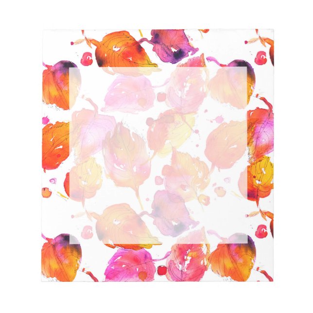 Lovely watercolor autumn leaves pattern notepad (Front)