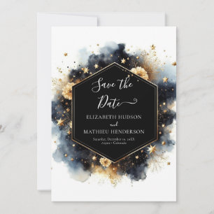 Lovely Watercolor Celestial Wedding Save The Date