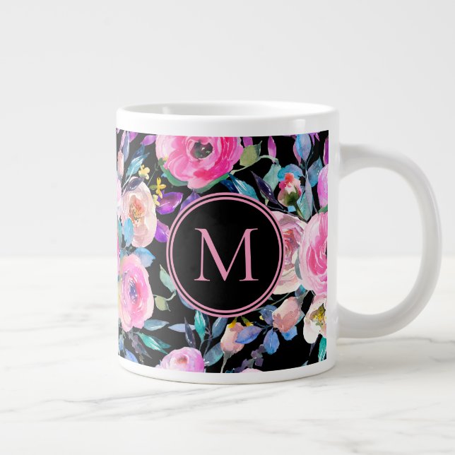 Lovely Watercolor Flowers Large Coffee Mug (Right)