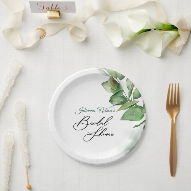 Lovely watercolor greenery   paper plates (Wedding)