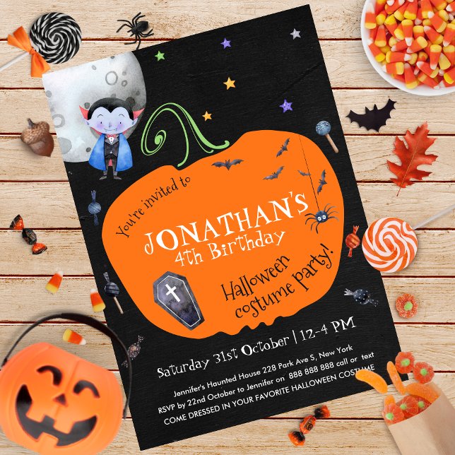 Lovely Watercolor Halloween Kids Costume Party Invitation (Creator Uploaded)