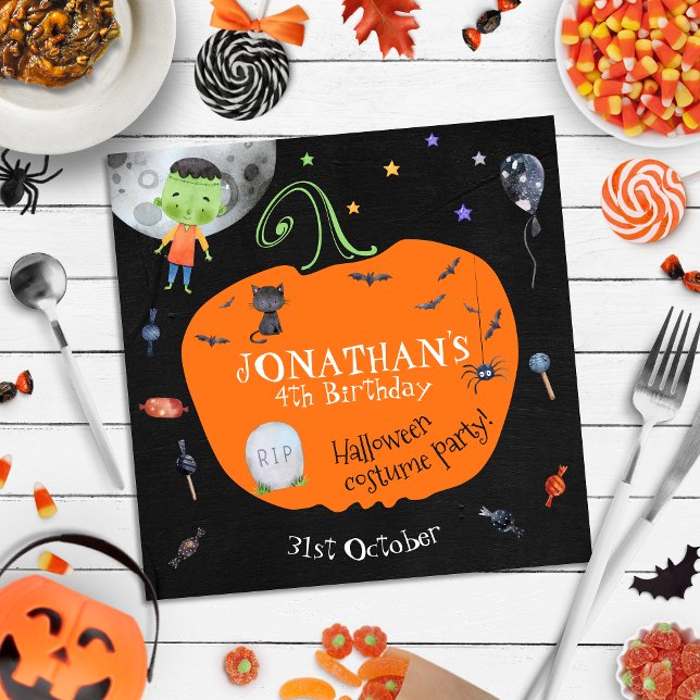 Lovely Watercolor Halloween Kids Costume Party  Napkin (Creator Uploaded)