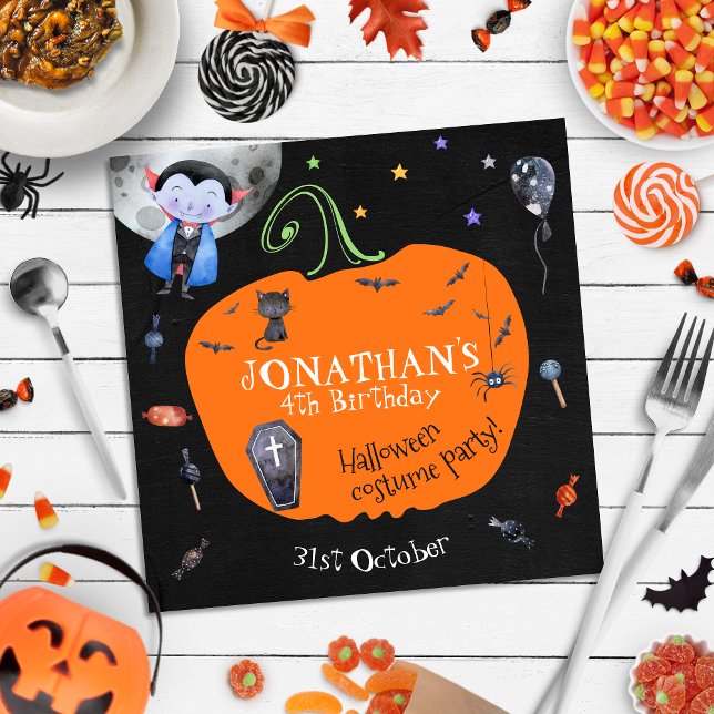 Lovely Watercolor Halloween Kids Costume Party Napkin (Creator Uploaded)
