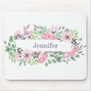 Lovely watercolor lavender flower personalized mouse pad
