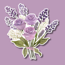 Lovely Watercolor Lavender Rose Bouquet Waterproof