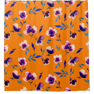 Lovely  watercolor peony poppy violet flowers and 