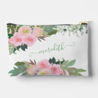 Lovely Watercolor Pink Flowers Personalized Name