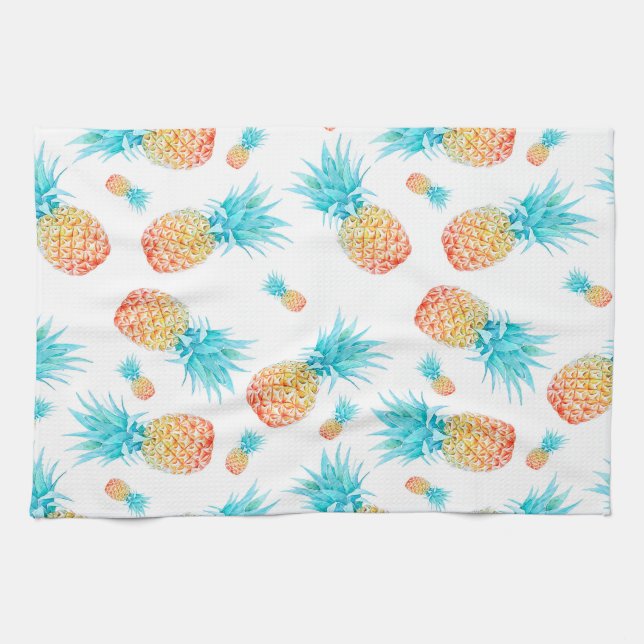 Lovely Watercolor Tropical Fruit Pineapple Pattern Kitchen Towel (Horizontal)