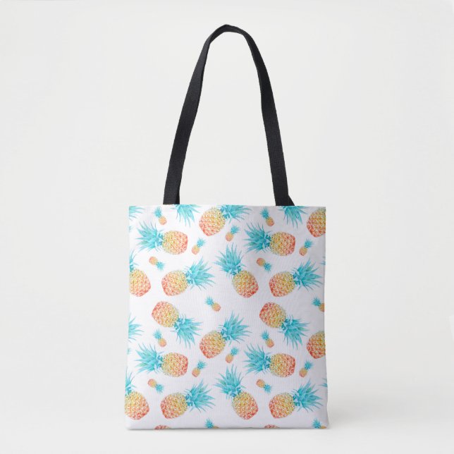 Lovely Watercolor Tropical Fruit Pineapple Pattern Tote Bag (Front)