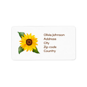 Lovely Watercolor Yellow Sunflower Personalized Label