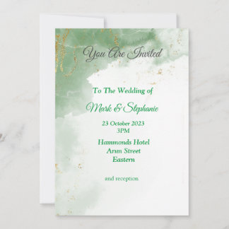 Lovely Wedding Invitation, green marbled Invitation