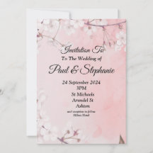 Lovely Wedding Invitation, pink and white