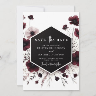 Lovely Whimsical Burgundy Wedding Save The Date