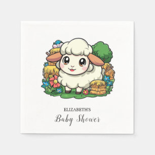 Lovely Whimsical Sheep Baby Shower Napkin