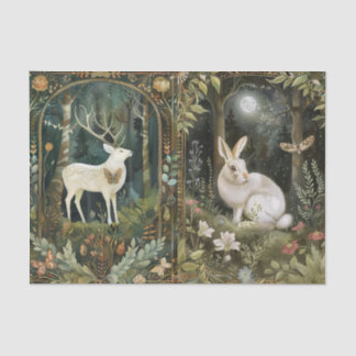 Lovely White Deer & Rabbit in the Forest Moonlight Tissue Paper