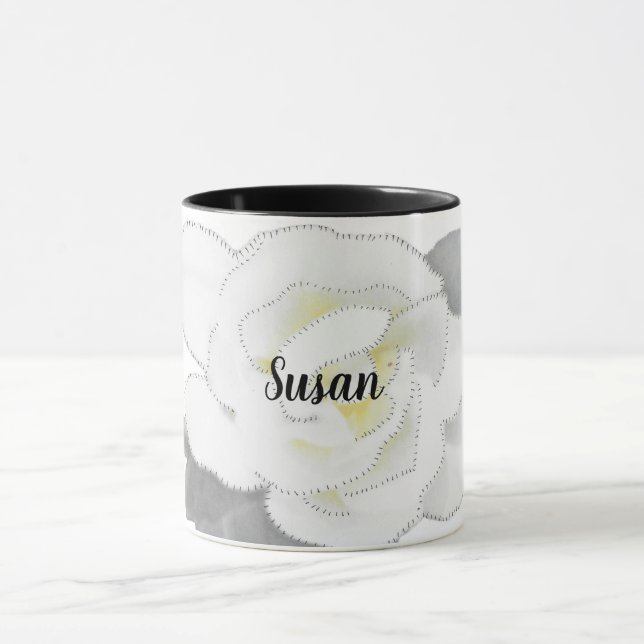 Lovely White Gardenia Flower on White Mug (Center)