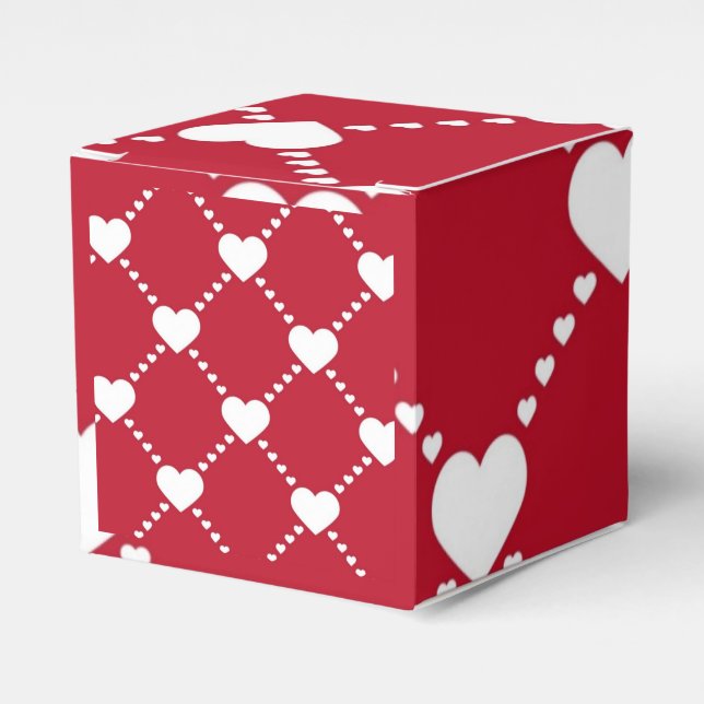 lovely white hearts favor box (Front Side)