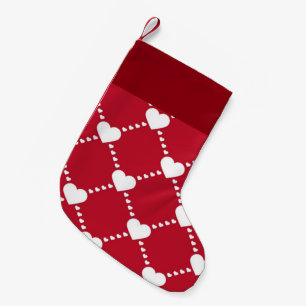 Lovely white hearts small christmas stocking