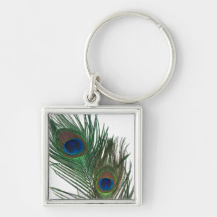 Lovely White Peacock Feather Keychain