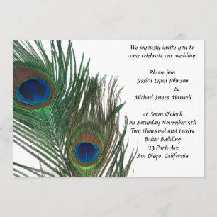 Lovely White Peacock Wedding Invitation