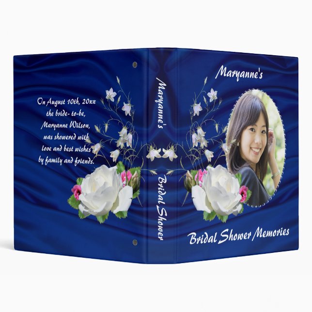 Lovely White Rose Bridal Shower Album Binder (Background)