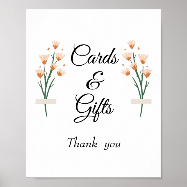 Lovely Wildflower Wedding Card Gift Sign (Front)