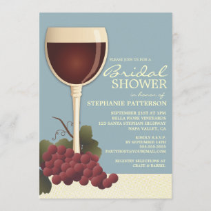 Lovely Wine & Grapes Bridal Shower Invitation