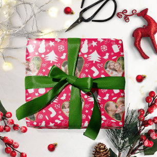 Lovely Winter Pattern Photo Collage Christmas Wrapping Paper