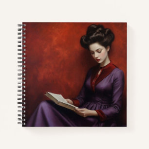 Lovely Woman Reading Notebook