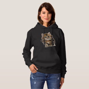 Lovely Women's Hooded Sweatshirt In Kitten Design