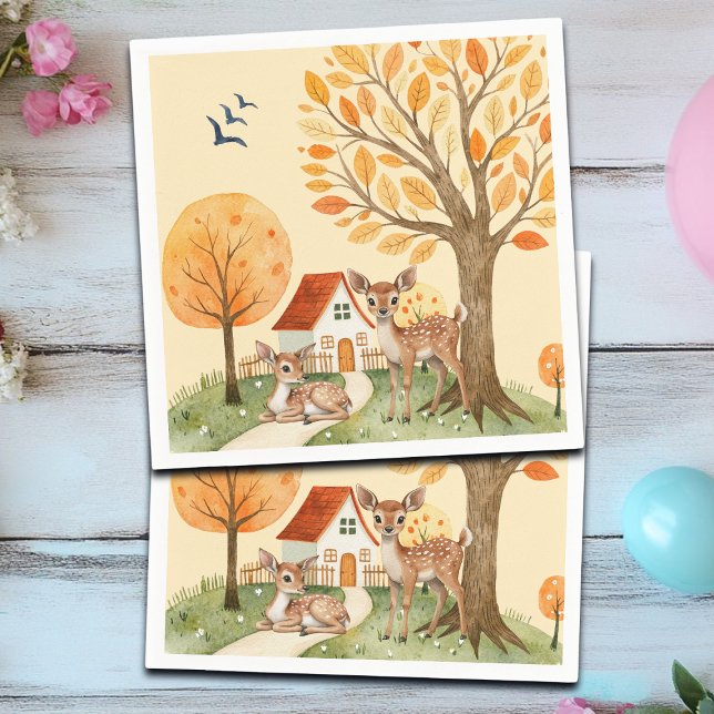 Lovely Woodland Deer Countryside Home Kids Napkin (Creator Uploaded)