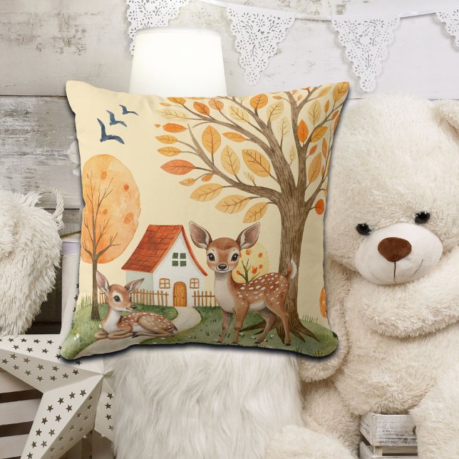 Lovely Woodland Deer Countryside Home Throw Pillow (Creator Uploaded)