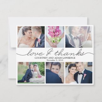 Lovely Writing Wedding Photo Thank You Card White