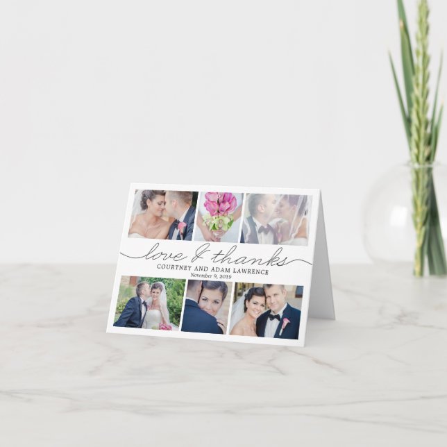 Lovely Writing Wedding Thank You Photo Card (Front)