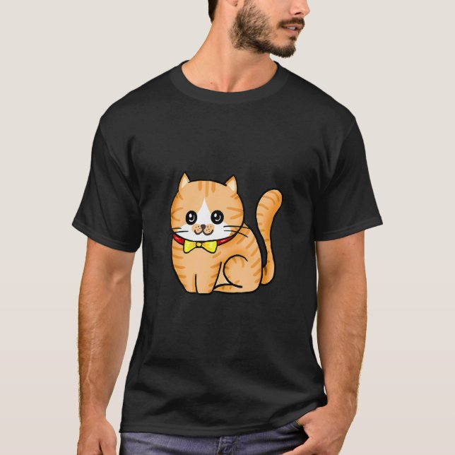 Lovely Yellow Bow Cat T-Shirt (Front)
