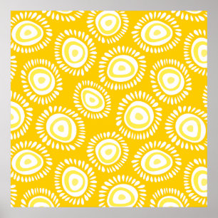 Lovely yellow funky flowers Poster
