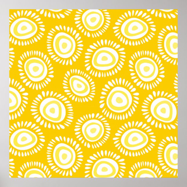 Lovely yellow funky flowers Poster (Front)