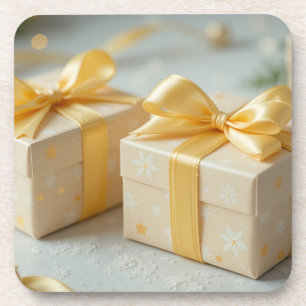 lovely yellow gift box coaster