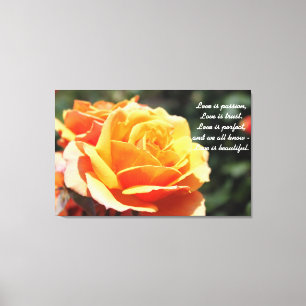 Lovely yellow rose flower - love is beautiful canvas print