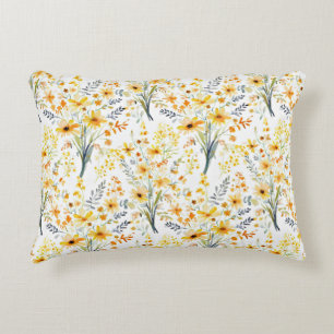 Lovely yellow spring wildflowers accent pillow