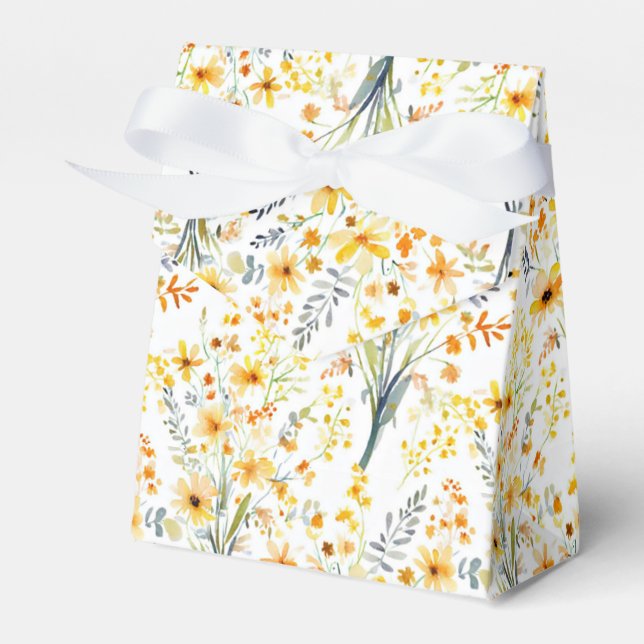 Lovely yellow spring wildflowers favor box (Front Side)