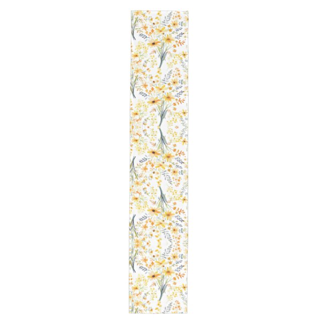 Lovely yellow spring wildflowers medium table runner (Front)