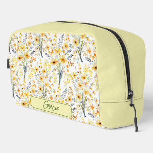 Lovely yellow spring wildflowers personalized dopp kit