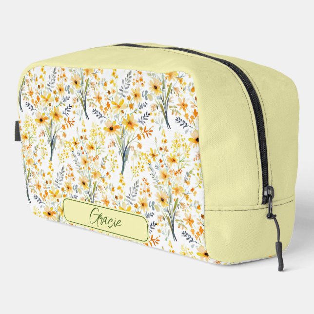 Lovely yellow spring wildflowers personalized dopp kit (Right Corner)