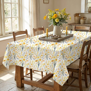 Lovely yellow spring wildflowers tablecloth