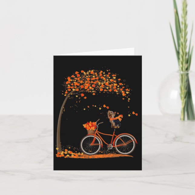 Lovely Yorkie In Fall  Card (Front)