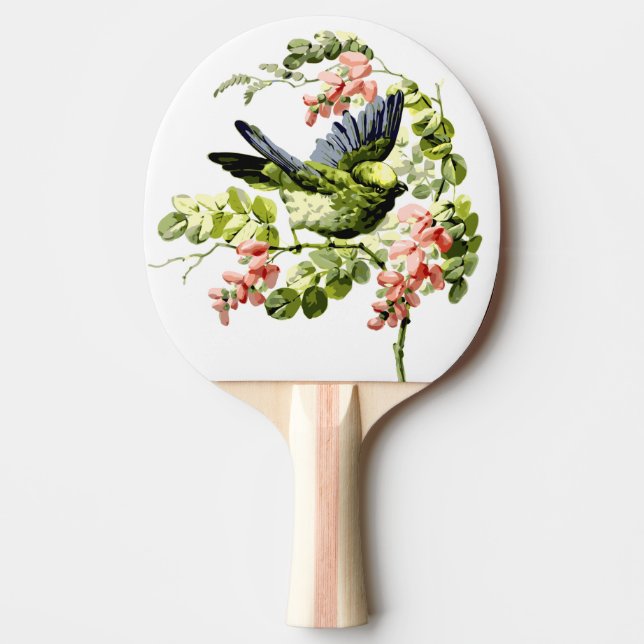 Lovely Young Parrot in Flowering Tree Ping Pong Paddle (Front)
