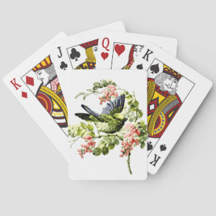 Lovely Young Parrot in Flowering Tree Playing Cards